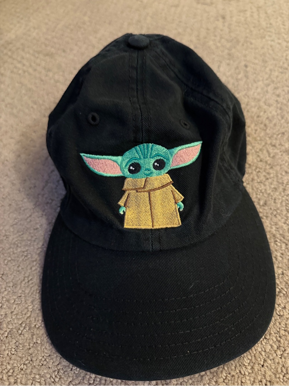 Star Wars Kids Black Cap with Green and Pink Grogu Embroidery